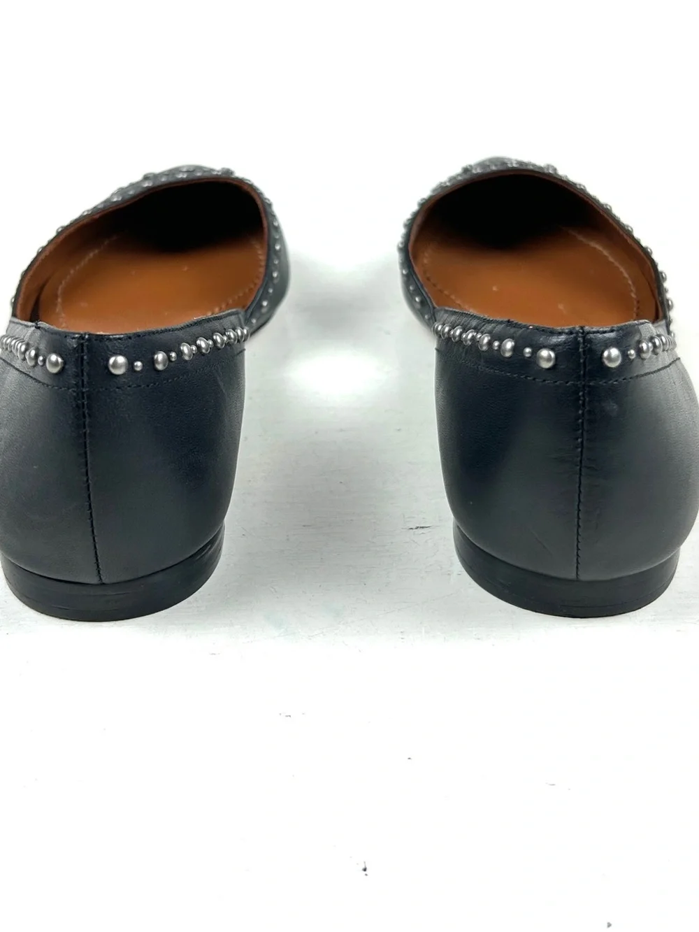 Coach Black Leather Studded Flats Women’s Size 5.5 Slip On Flat